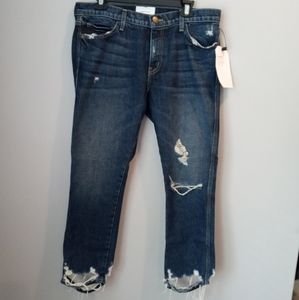 Current Elliott | sz 30 Cropped Straight Hacked Hem distressed jean
